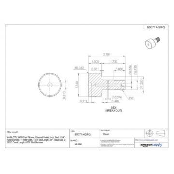 McGill CCF1 3/4SB Cam Follower Crowned Sealed Inch Steel 1-3/4&#034; Roller Diamet...