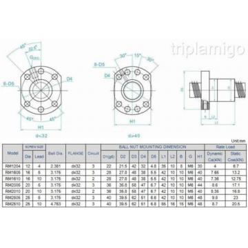 CNC 160TDO270-2    router anti backlash SFU RM 2005 ball screw flange nut C7 Lubrication Solutions