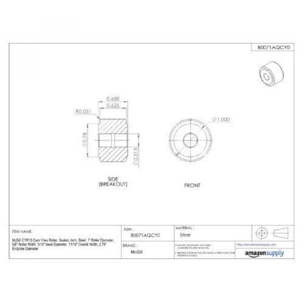 McGill CYR1S Cam Yoke Roller, Sealed, Inch, Steel, 1&#034; Roller Diameter, 5/8&#034; #2 image
